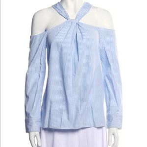 Rag and Bone striped off shoulder blue white shirt - S